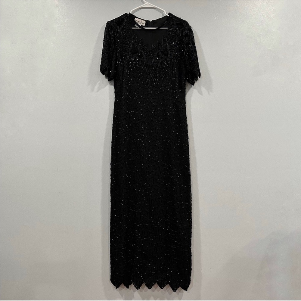 Laurence Kazar Vintage Maxi Dress Beaded Sequin Large L